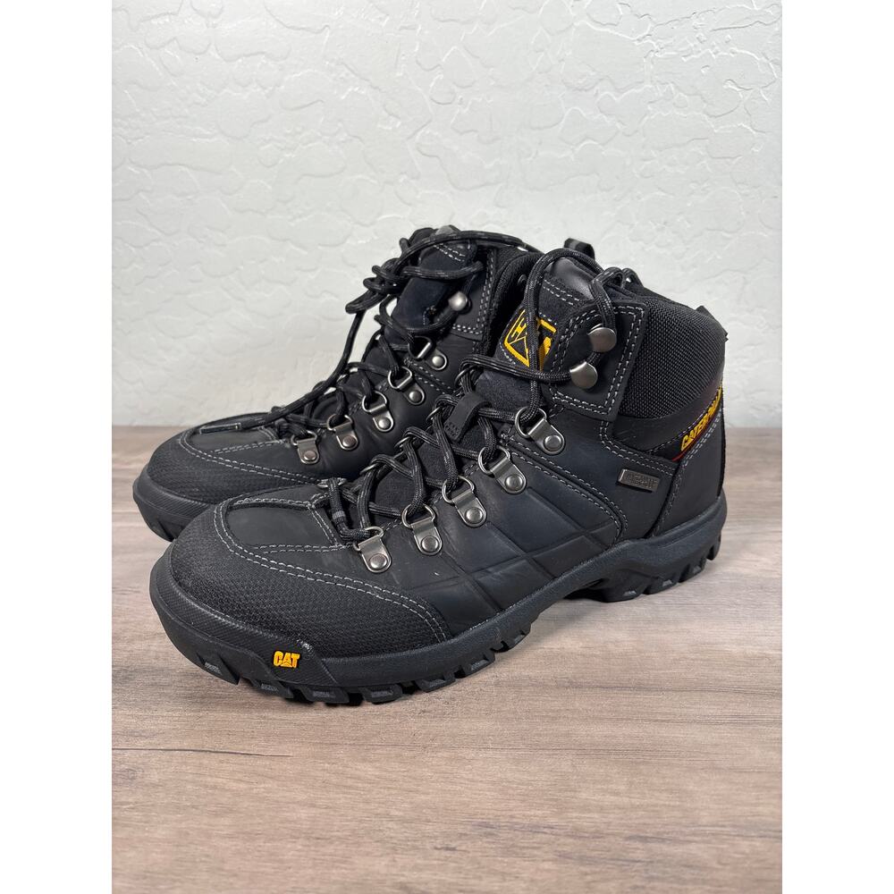 Caterpillar Men Threshold Waterproof Steel Toe Work Black Boot‎ Size 7.5